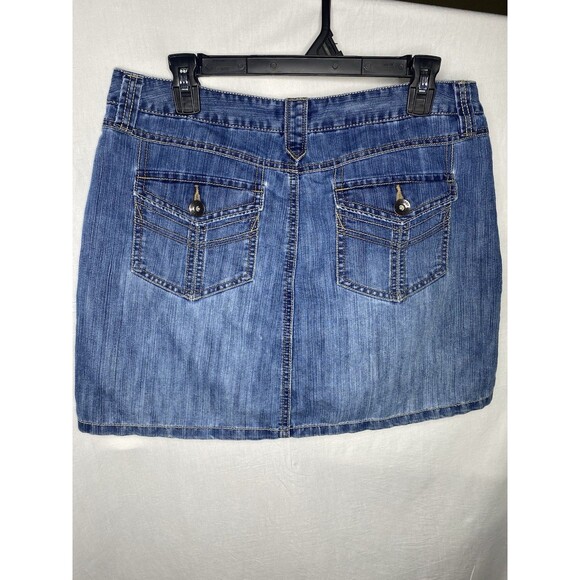 Vintage FADED GLORY Skort Denim Jean Med Wash Button Pockets 80s Womens 10 Blue - Picture 2 of 9